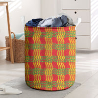 Aloha Hawaii Ilima Maile Lei Laundry Basket Palaka Inspired Hawaiian-plaid Red