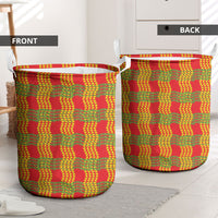 Aloha Hawaii Ilima Maile Lei Laundry Basket Palaka Inspired Hawaiian-plaid Red