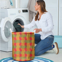 Aloha Hawaii Ilima Maile Lei Laundry Basket Palaka Inspired Hawaiian-plaid Red