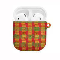 Aloha Hawaii Ilima Maile Lei AirPods Case Palaka Inspired Hawaiian-plaid Red