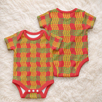Aloha Hawaii Ilima Maile Lei Baby Onesie Palaka Inspired Hawaiian-plaid Red