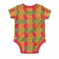 Aloha Hawaii Ilima Maile Lei Baby Onesie Palaka Inspired Hawaiian-plaid Red