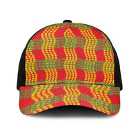 Aloha Hawaii Ilima Maile Lei Baseball Net Cap Palaka Inspired Hawaiian-plaid Red
