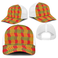 Aloha Hawaii Ilima Maile Lei Baseball Net Cap Palaka Inspired Hawaiian-plaid Red