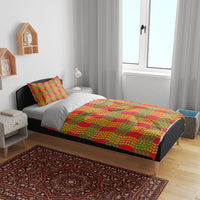 Aloha Hawaii Ilima Maile Lei Bedding Set Palaka Inspired Hawaiian-plaid Red