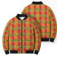 Aloha Hawaii Ilima Maile Lei Bomber Puffer Jacket Palaka Inspired Hawaiian-plaid Red