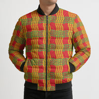 Aloha Hawaii Ilima Maile Lei Bomber Puffer Jacket Palaka Inspired Hawaiian-plaid Red