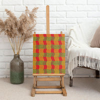 Aloha Hawaii Ilima Maile Lei Canvas Wall Art Palaka Inspired Hawaiian-plaid Red