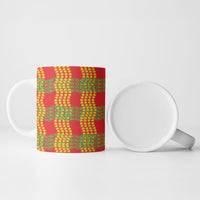 Aloha Hawaii Ilima Maile Lei Ceramic Mug Palaka Inspired Hawaiian-plaid Red