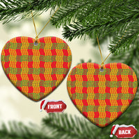 Aloha Hawaii Ilima Maile Lei Ceramic Ornament Palaka Inspired Hawaiian-plaid Red