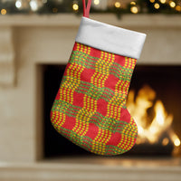 Aloha Hawaii Ilima Maile Lei Christmas Stocking Palaka Inspired Hawaiian-plaid Red