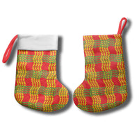 Aloha Hawaii Ilima Maile Lei Christmas Stocking Palaka Inspired Hawaiian-plaid Red
