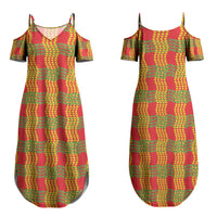 Aloha Hawaii Ilima Maile Lei Family Matching Summer Maxi Dress and Hawaiian Shirt Palaka Inspired Hawaiian-plaid Red