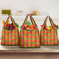 Aloha Hawaii Ilima Maile Lei Grocery Bag Palaka Inspired Hawaiian-plaid Red