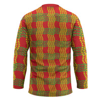 Aloha Hawaii Ilima Maile Lei Hockey Jersey Palaka Inspired Hawaiian-plaid Red