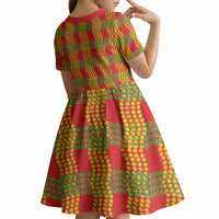 Aloha Hawaii Ilima Maile Lei Kid Short Sleeve Dress Palaka Inspired Hawaiian-plaid Red