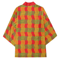 Aloha Hawaii Ilima Maile Lei Kimono Palaka Inspired Hawaiian-plaid Red