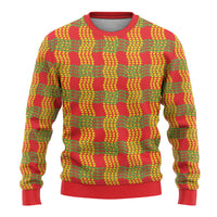 Aloha Hawaii Ilima Maile Lei Ugly Christmas Sweater Palaka Inspired Hawaiian-plaid Red