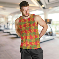Aloha Hawaii Ilima Maile Lei Men Tank Top Palaka Inspired Hawaiian-plaid Red