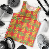 Aloha Hawaii Ilima Maile Lei Men Tank Top Palaka Inspired Hawaiian-plaid Red