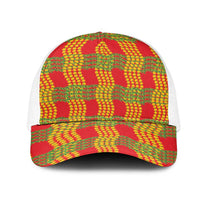 Aloha Hawaii Ilima Maile Lei Mesh Trucker Cap Palaka Inspired Hawaiian-plaid Red