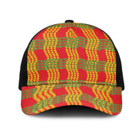 Aloha Hawaii Ilima Maile Lei Mesh Trucker Cap Palaka Inspired Hawaiian-plaid Red