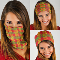 Aloha Hawaii Ilima Maile Lei Neck Gaiter Palaka Inspired Hawaiian-plaid Red