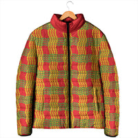 Aloha Hawaii Ilima Maile Lei Padded Jacket Palaka Inspired Hawaiian-plaid Red