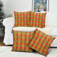 Aloha Hawaii Ilima Maile Lei Pillow Cover Palaka Inspired Hawaiian-plaid Red