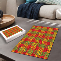Aloha Hawaii Ilima Maile Lei Puzzle Palaka Inspired Hawaiian-plaid Red