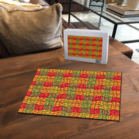 Aloha Hawaii Ilima Maile Lei Puzzle Palaka Inspired Hawaiian-plaid Red