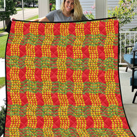 Aloha Hawaii Ilima Maile Lei Quilt Palaka Inspired Hawaiian-plaid Red