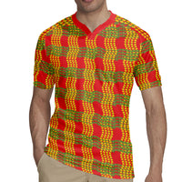 Aloha Hawaii Ilima Maile Lei Rugby Jersey Palaka Inspired Hawaiian-plaid Red