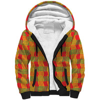 Aloha Hawaii Ilima Maile Lei Sherpa Hoodie Palaka Inspired Hawaiian-plaid Red