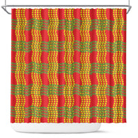 Aloha Hawaii Ilima Maile Lei Shower Curtain Palaka Inspired Hawaiian-plaid Red