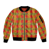 Aloha Hawaii Ilima Maile Lei Sleeve Zip Bomber Jacket Palaka Inspired Hawaiian-plaid Red