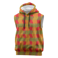 Aloha Hawaii Ilima Maile Lei Sleeveless Hoodie Palaka Inspired Hawaiian-plaid Red