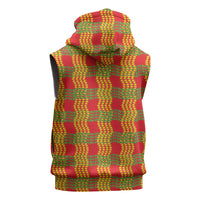 Aloha Hawaii Ilima Maile Lei Sleeveless Hoodie Palaka Inspired Hawaiian-plaid Red