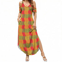 Aloha Hawaii Ilima Maile Lei Summer Maxi Dress Palaka Inspired Hawaiian-plaid Red