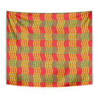 Aloha Hawaii Ilima Maile Lei Tapestry Palaka Inspired Hawaiian-plaid Red