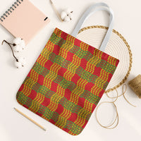 Aloha Hawaii Ilima Maile Lei Tote Bag Palaka Inspired Hawaiian-plaid Red