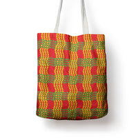 Aloha Hawaii Ilima Maile Lei Tote Bag Palaka Inspired Hawaiian-plaid Red