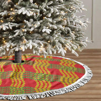 Aloha Hawaii Ilima Maile Lei Tree Skirt Palaka Inspired Hawaiian-plaid Red