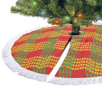 Aloha Hawaii Ilima Maile Lei Tree Skirt Palaka Inspired Hawaiian-plaid Red