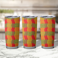 Aloha Hawaii Ilima Maile Lei Tumbler Cup Palaka Inspired Hawaiian-plaid Red