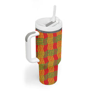 Aloha Hawaii Ilima Maile Lei Tumbler With Handle Palaka Inspired Hawaiian-plaid Red
