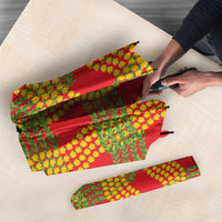 Aloha Hawaii Ilima Maile Lei Umbrella Palaka Inspired Hawaiian-plaid Red