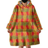 Aloha Hawaii Ilima Maile Lei Wearable Blanket Hoodie Palaka Inspired Hawaiian-plaid Red