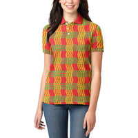 Aloha Hawaii Ilima Maile Lei Women Polo Shirt Palaka Inspired Hawaiian-plaid Red
