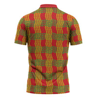 Aloha Hawaii Ilima Maile Lei Zipper Polo Shirt Palaka Inspired Hawaiian-plaid Red